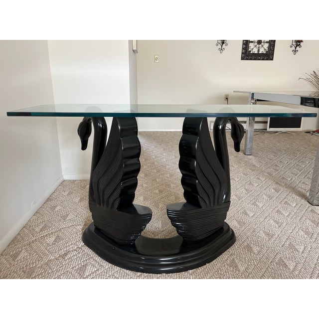 Sculptural Black Swan Statue Console Table Chairish