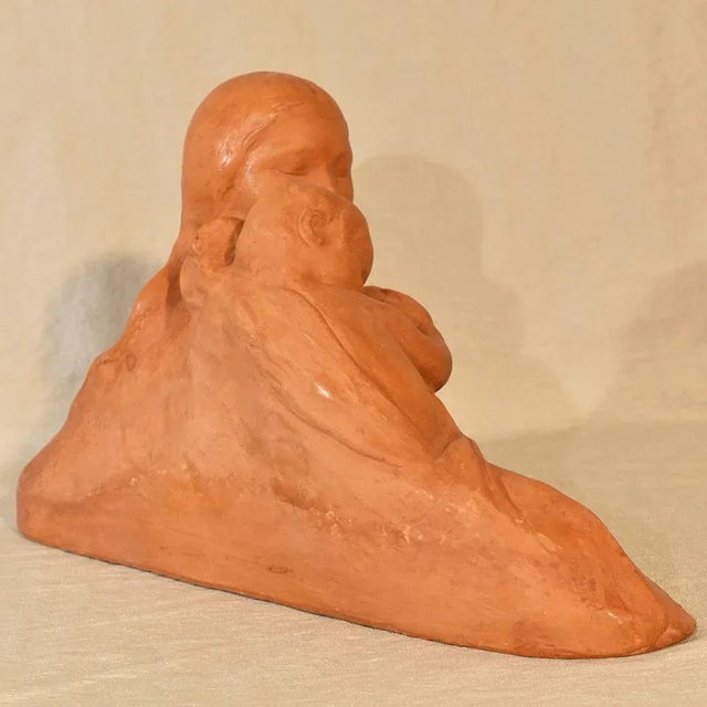 Art Deco Maternity Sculpture in Terracotta by Gennarelli, 20th Century For Sale - Image 6 of 11