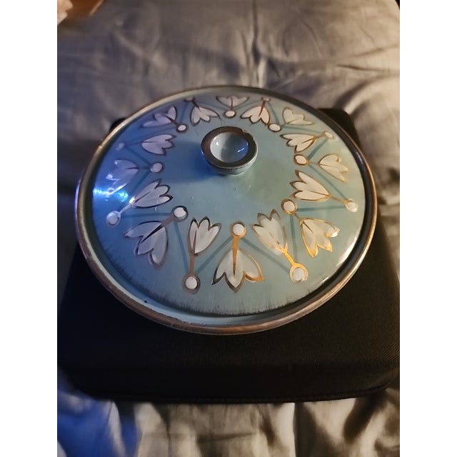 1950s Vintage 1950s Fratelli Fanciullacci Italian Art Pottery Lidded Bowl 201/1 Mint For Sale - Image 5 of 8