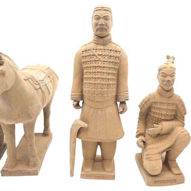 Vintage Lintong Museum Terracotta Warriors 5 Piece Boxed Replica Set 12" For Sale - Image 12 of 18