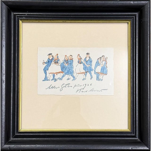Karl Mons, New Year’s Greetings from the Traditional Costume Couples of Schwalm, Oil Painting on Canvas For Sale - Image 7 of 9