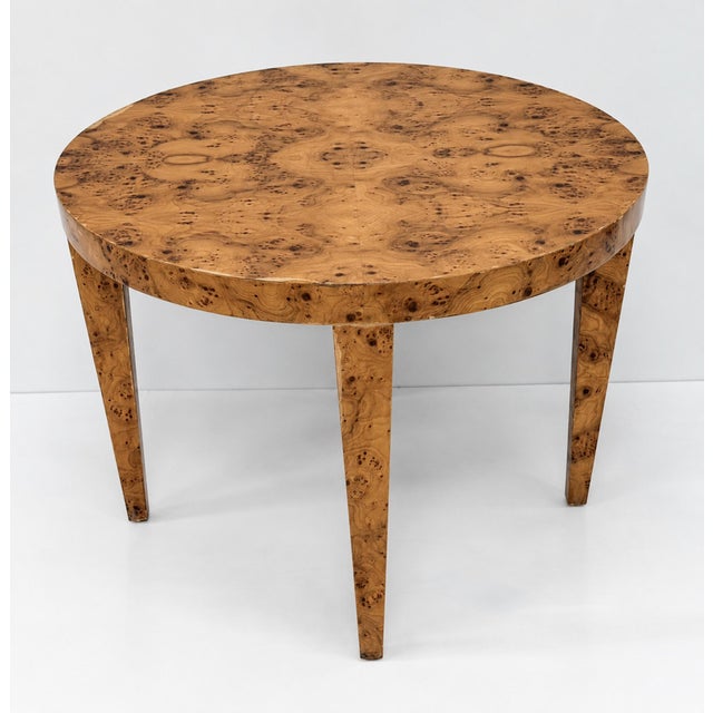 1970s American Modern Round Burl Wood Center Occasional Table For Sale In Los Angeles - Image 6 of 16