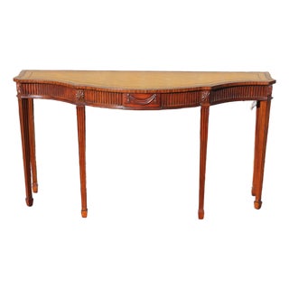 1980s Maitland-Smith Mahogany Console With an Embossed Leather Top For Sale