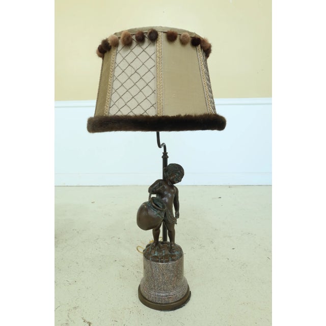 Approx: 15 Years Old High Quality Construction Quality Designer Shades Heavy Well Made Lamps Marble Base Detailed Bronze...