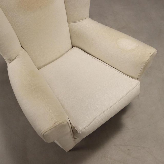 White Vintage Bergère Lounge Chair in Beech and Fabric, 1950s For Sale - Image 8 of 13