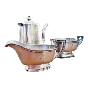Antique Silver Plated Tea Set From Hotel Avery in Boston- 3 Pieces