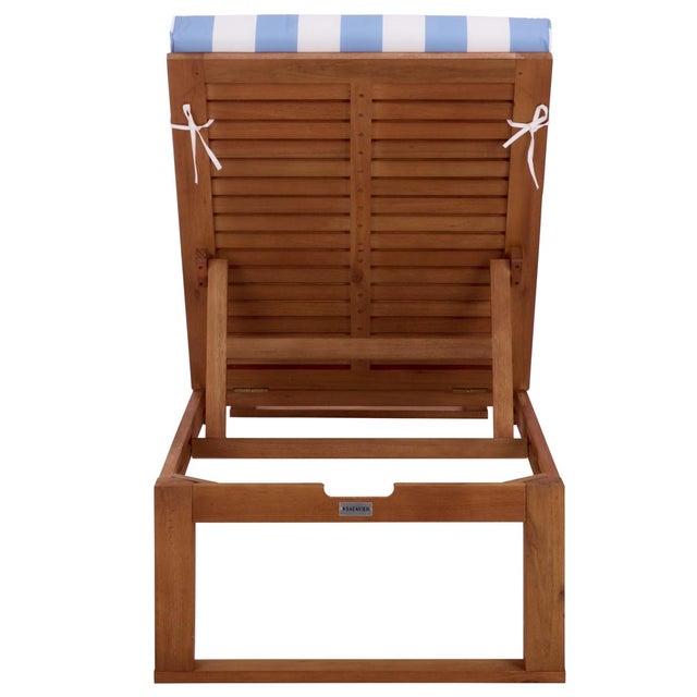 Sophie Chaise Lounge, Natural/Baby Blue Stripe For Sale - Image 12 of 12