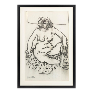 Manfred Schwartz Nude Woman Study Charcoal