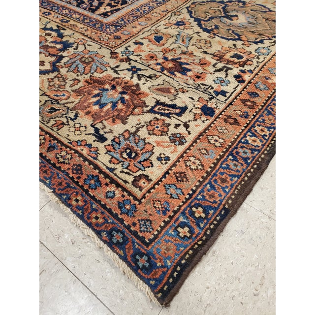 Late 19th Century Antique Persian Sultanabad Handmade Oriental Rug in Navy Blue, Rust, Gold For Sale - Image 9 of 10
