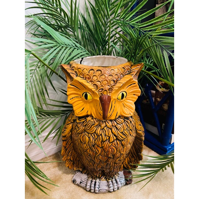 1970s Vintage Ceramic Owl Umbrella Stand For Sale - Image 9 of 10