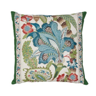 Contemporary Schumacher X Timothy Corrigan Anjou Stripe Pillow in Emerald For Sale