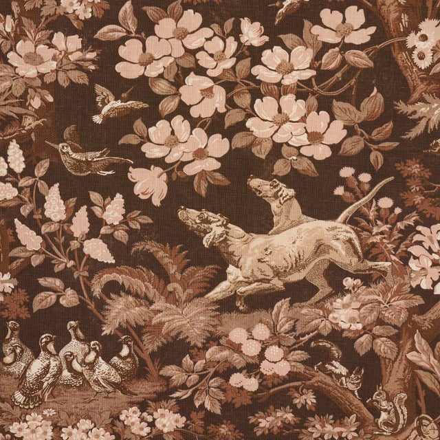 Contemporary SAMPLE - Schumacher Hound Meadow Fabric In Sepia For Sale - Image 3 of 6