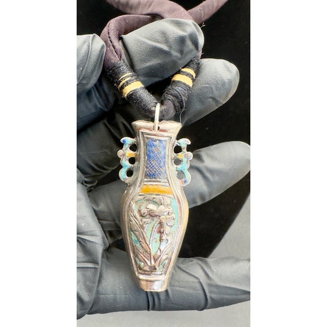 Rare Find, unique antique Chinese necklace. A very pretty antique needle pendant, some bright lacquer still showing today....