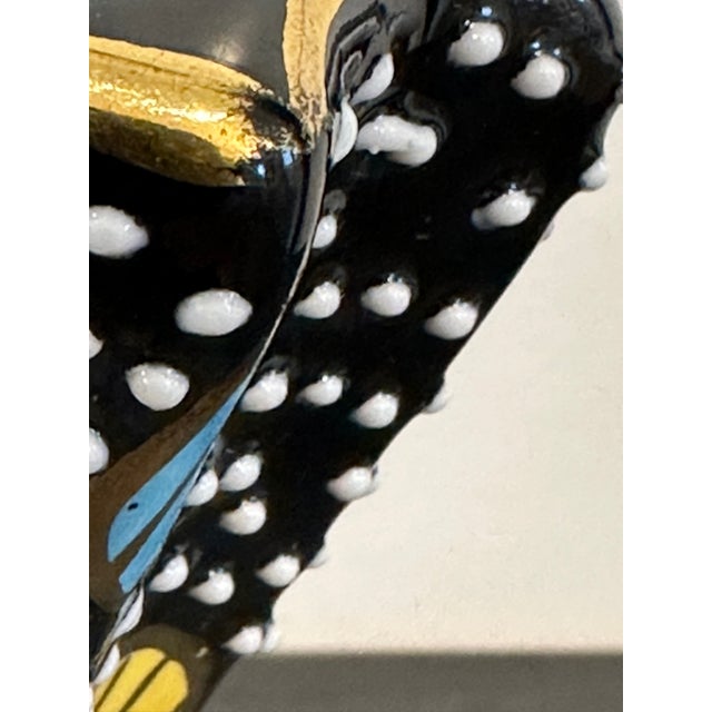 Vintage Italian Mid-Century Fima Deruta Black and Gold Centerpiece Desk Accessory For Sale - Image 4 of 10