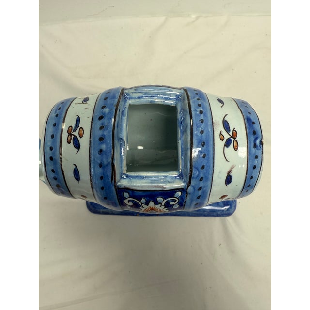 Blue Mid 20th Century Georges Martel French Polychrome Faience Cow Dispenser For Sale - Image 8 of 10