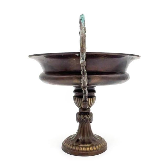 Antique Heavy Metal Gothic Revival Trophy Urn Bowl With Ornate Scroll Handles – Neoclassical / Gothic For Sale In Houston - Image 6 of 12