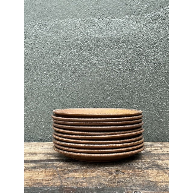 Ceramic Vintage MCM Glazed Ceramic Salad Plates - Set of 10 For Sale - Image 7 of 12