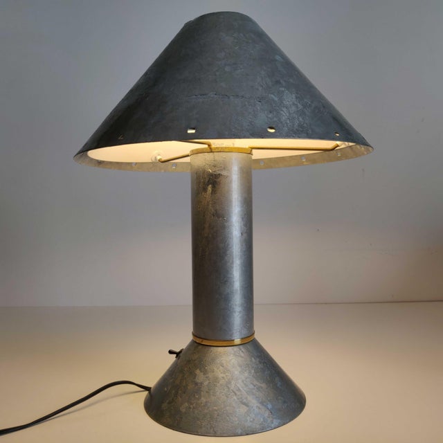 Vintage Ron Rezek 4200 Galvanized Steel Postmodern Table Lamp, 1980s For Sale - Image 10 of 13