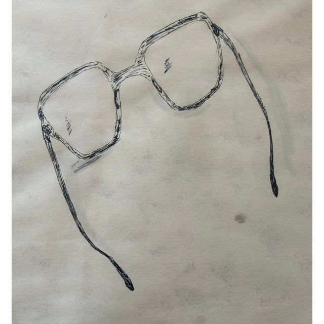 1980s Drawing of Glasses, Framed For Sale In Phoenix - Image 6 of 7