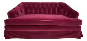 Late 20th Century Newly Upholstered Tufted Salon Sofa in Burgundy Velvet