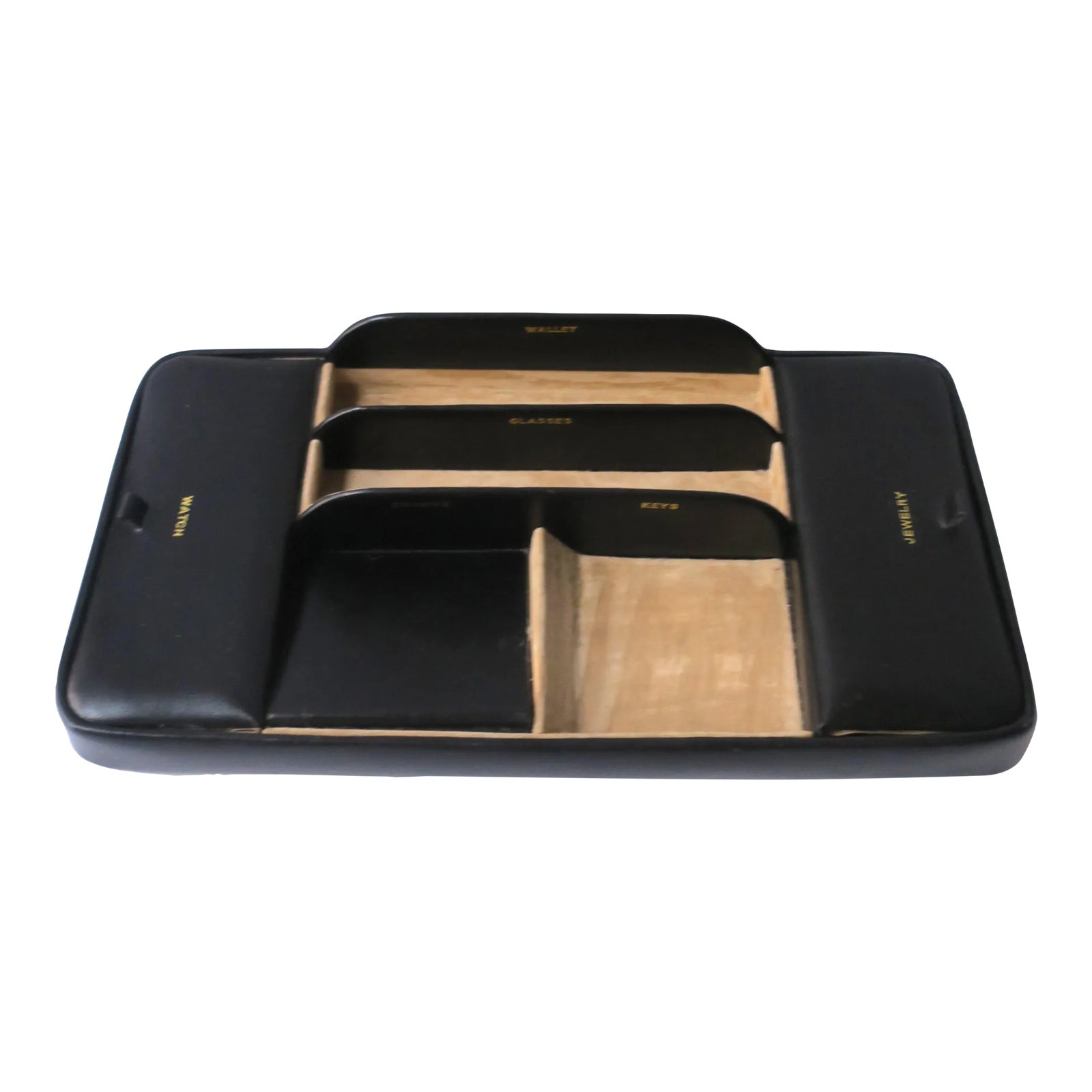 English Black Leather Desk Tray Caddy Box Organizer Chairish