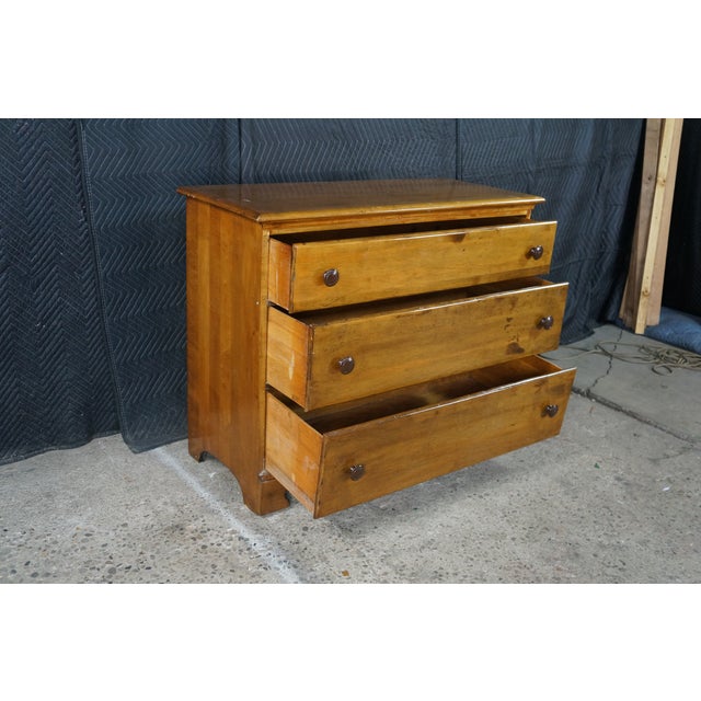 Antique American Country Farmhouse Maple and Pine Three Drawer Chest Dresser 42" For Sale - Image 11 of 17