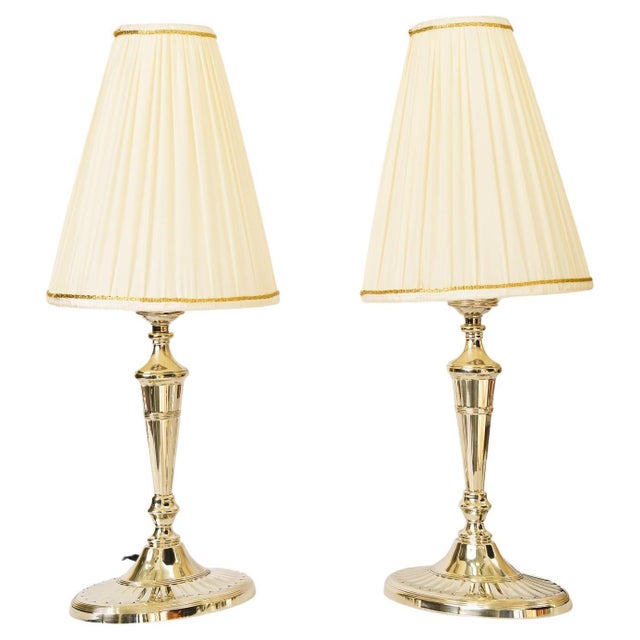 Table Lamps Alpaca with Oval Base and Fabric Shades, Vienna, 1920s, Set of 2 For Sale - Image 15 of 15