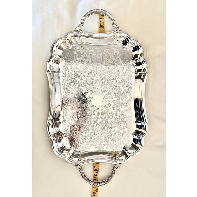 SILVER PLATED HOLIDAY SERVING TRAY - VINTAGE - VIKING PLATE CANADA Beautiful 1960s silver plated serving tray by Viking...