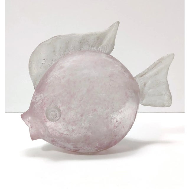 Vintage Pink Scavo Glass Fish Figure, 1980s For Sale - Image 12 of 12
