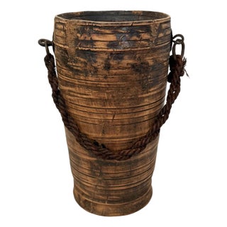 Vintage India Wood Water Pot For Sale