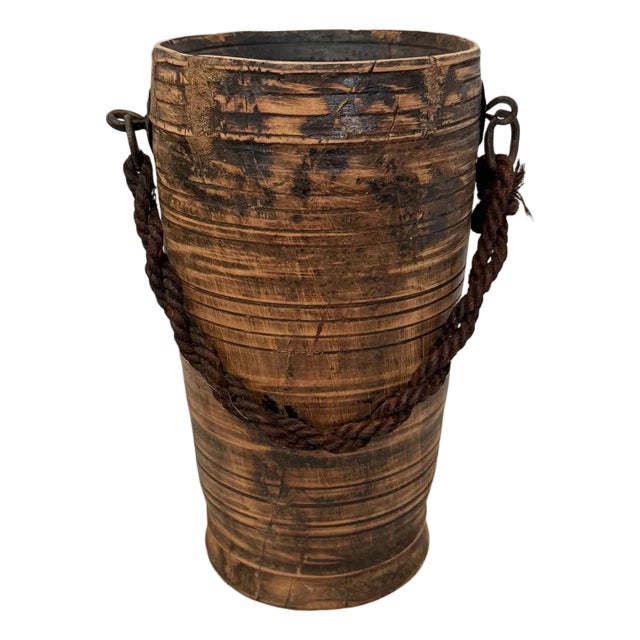 Vintage India Wood Water Pot For Sale