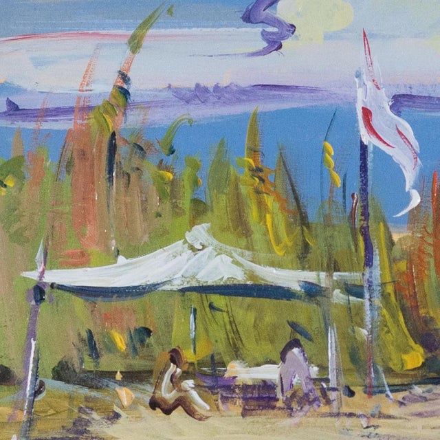 Joan Sarquella Oliveras, Costa Brava Beach Scenes, 1970s, Oil on Board Paintings, Set of 2 For Sale - Image 6 of 14