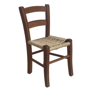 Vintage Wooden and Rope Children's Chair, 1970s For Sale