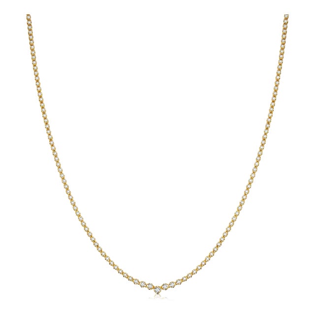 Nina Zhou Diamond Riviera Graduated Tennis Necklace in 14k Gold For Sale