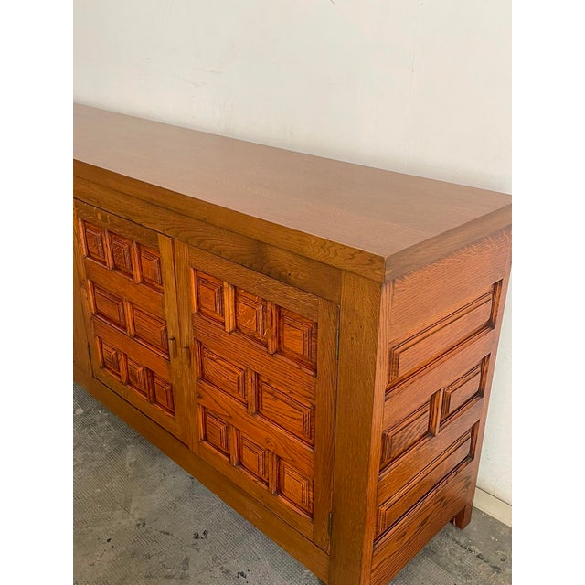 Vintage French Oak Brutalist Sideboard, 1970s For Sale - Image 9 of 11