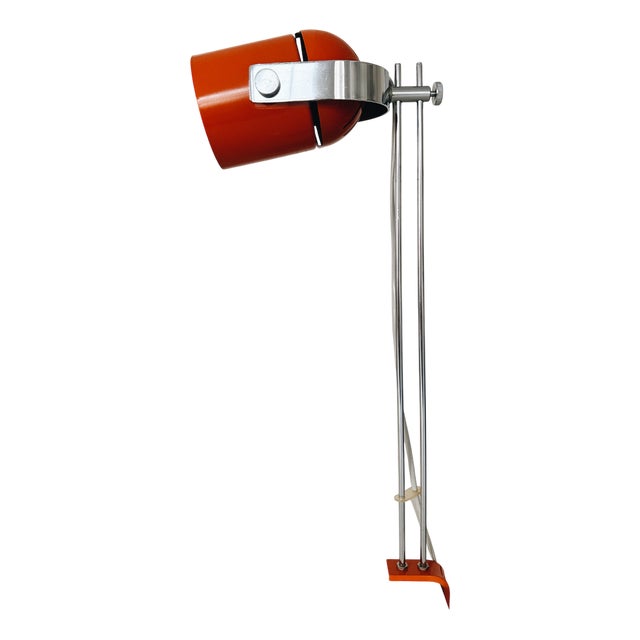 Vintage Space Age Desk Lamp in Orange & Chrome attributed to Stanislav Indra, 1970s For Sale