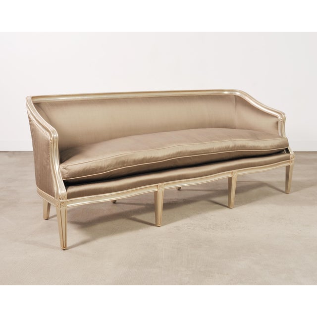French Dennis & Leen Italian Settee Cabriole Sofa Champagne Silver For Sale - Image 3 of 18