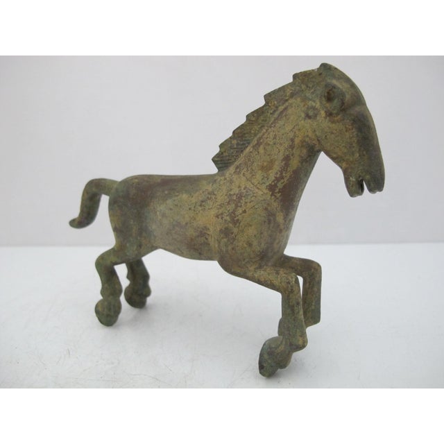 Metal Vintage Chinese Bronze Han Dynasty Style Galloping Horse Statue Figurine For Sale - Image 7 of 10