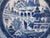 Chinese export Canton blue and white porcelain dish. Traditional pattern showcasing a detailed, hand-painted landscape of...