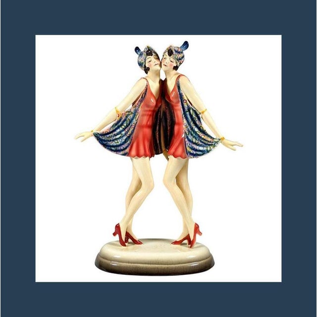 Art Déco Figurine Kiss Posing Dance attributed to Stephan Dakon for Goldscheider, 1920s For Sale - Image 10 of 11