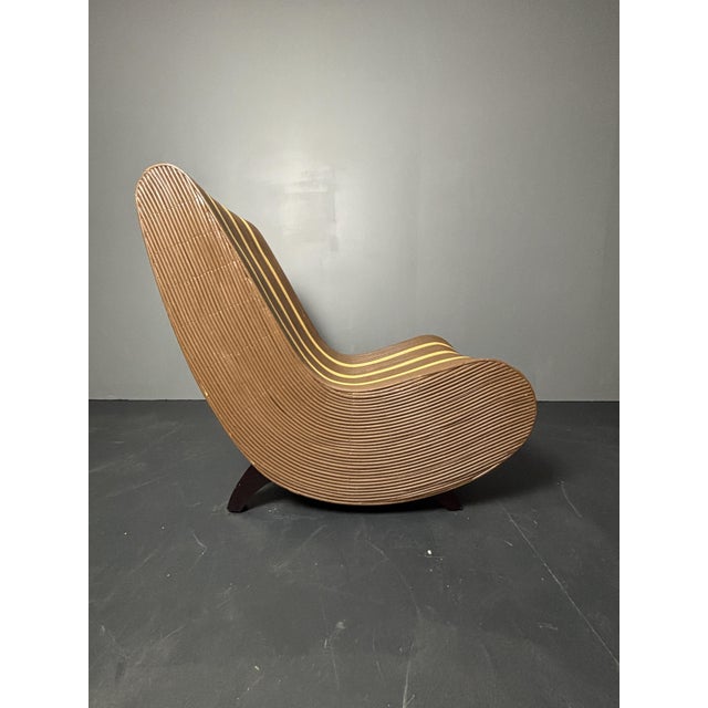 Curvy Wavy Pencil Reed Rattan and Bamboo Lounge Chair, 1970s For Sale - Image 13 of 18