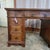 Antique English Oak Leather Top Pedestal Desk With Acanthus Leaf Carvings For Sale - Image 4 of 11