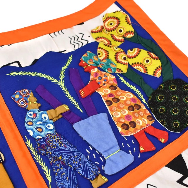 African Early 20th Century Weya 6 Panel Story Quilt Life in Africa For Sale - Image 3 of 7