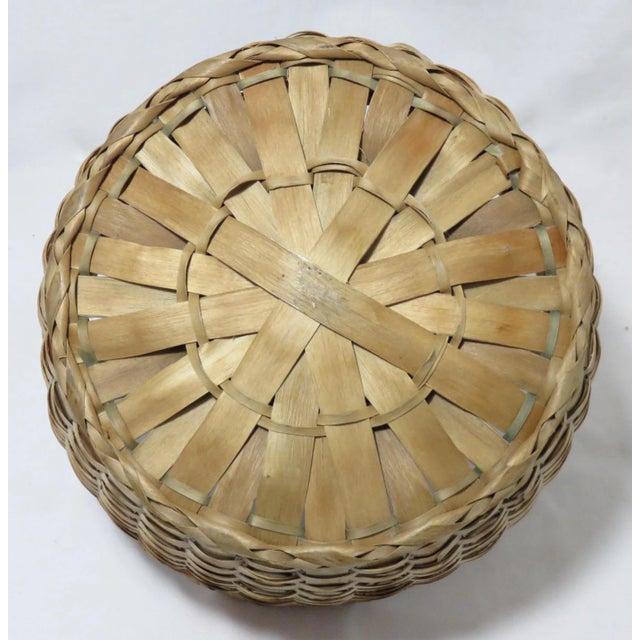 Tan Antique Maine Penobscot Indian Hand Woven Handled Basket For Sale - Image 8 of 13