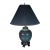 Vintage Hollywood Regency Ombre Ceramic Ginger Jar Table Lamp With Navy Pleated Shade For Sale