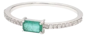 Natural 0.31 cts Zambian emerald & 0.14 cts diamond ring 14k gold