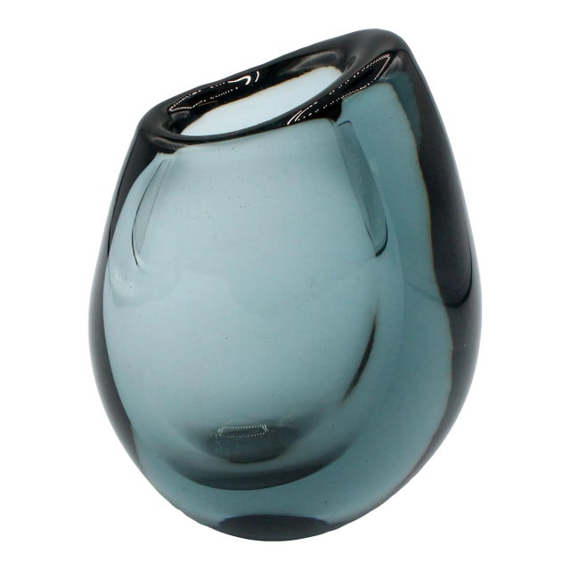 C. 1960s Kosta Sea Blue Vase by Vicke Lindstrand For Sale