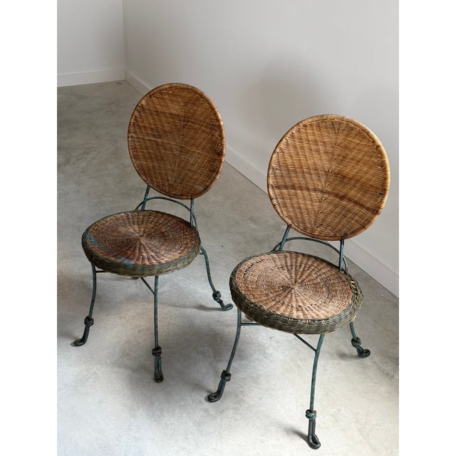 Danny Ho Fong Ghost Draped Wicker Tromp l'Oeil Table + 2 Bistro Chairs, Bohemian Hand Woven For Sale - Image 4 of 12