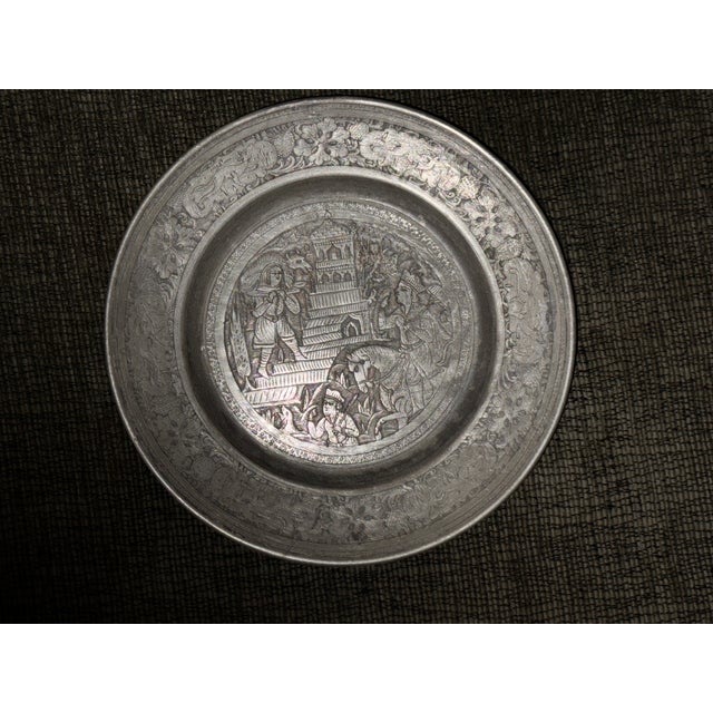 3 Vintage (1940’s) Qajar/Mughal Set of Plates Featuring Classical Hunting Scene For Sale - Image 4 of 4