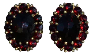 The Coronados: Ladies 14K Yellow Gold Bohemian Earrings set with Garnet, 2 Pieces